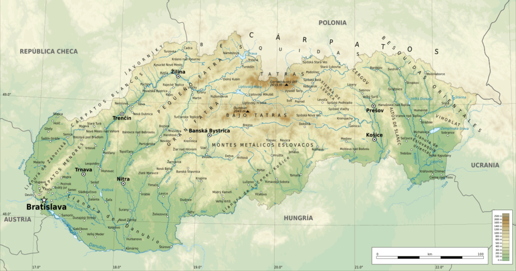 mapa geografico de eslovaquia