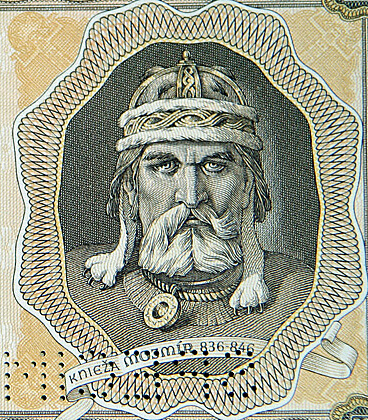 historia completa de eslovaquia: ilustracion sacada de un pasaporte del creador de Moravia y Gran Moravia en el siglo 9
