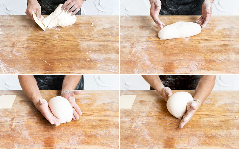 preparacion de la masa de pizza napolitana, dandole forma de bola